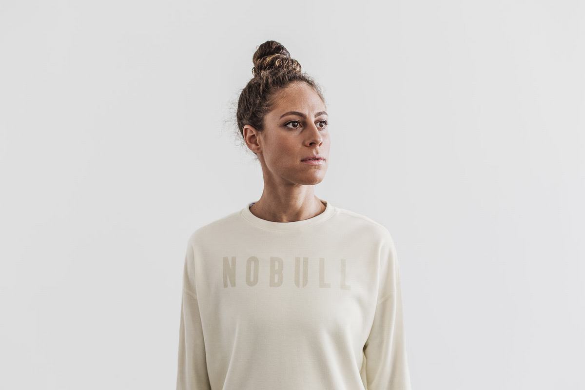 Nobull Crew Women\'s Sweatshirts White | Australia (MJ5068)